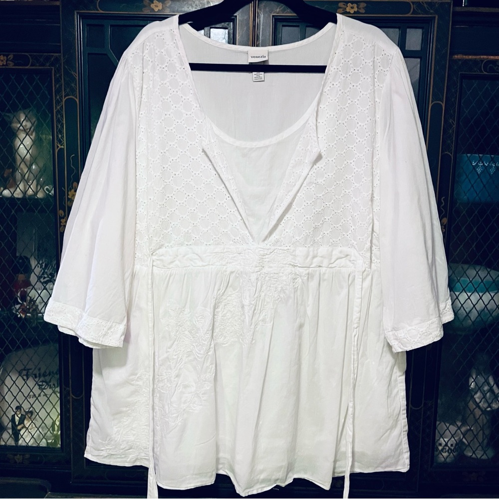 Cotton Venezia White Tunic Top
